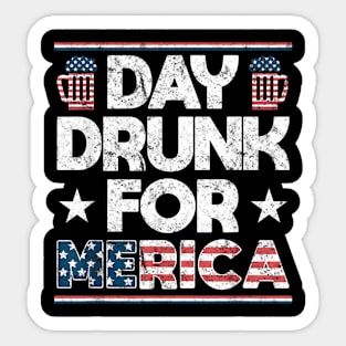 Silly 4th of July Day Drunk For Merica Beer Sticker